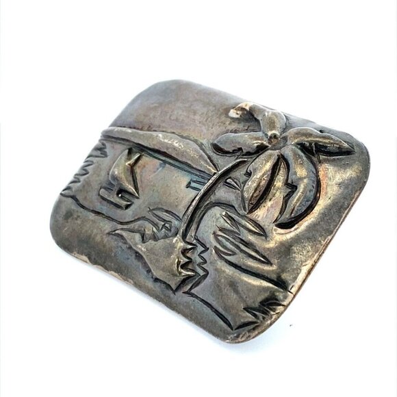 VTG Estate Hallmark Mexico Silver Tropical Palm Tree Sea Boat Belt Buckle! 101 - Picture 9 of 13